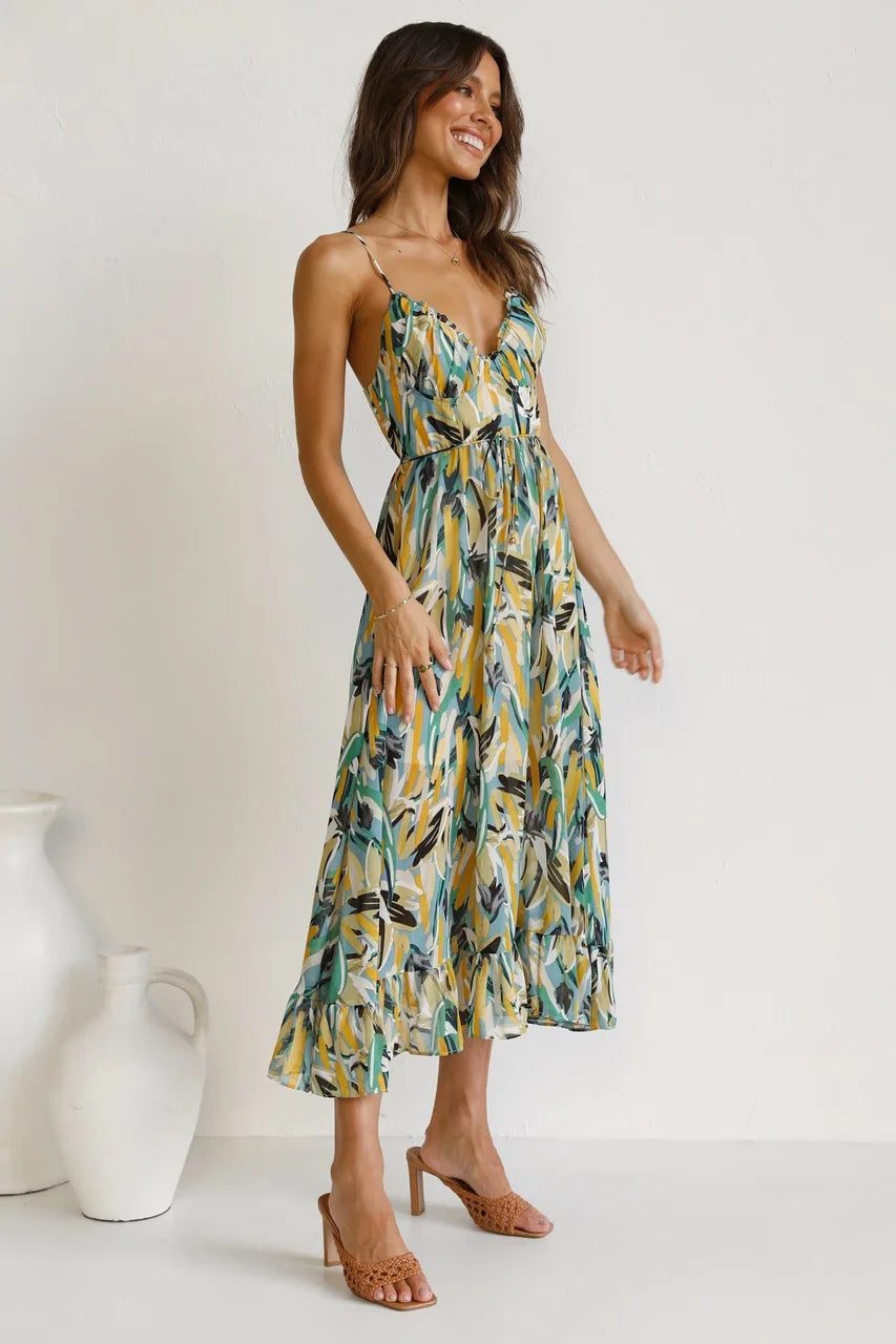 Floral Spaghetti Strap Midi Dress – Summer Dress | Lucinda