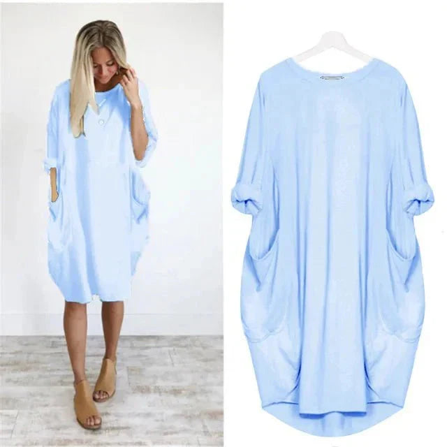 Pocket Midi Dress – Casual Dress | Elara