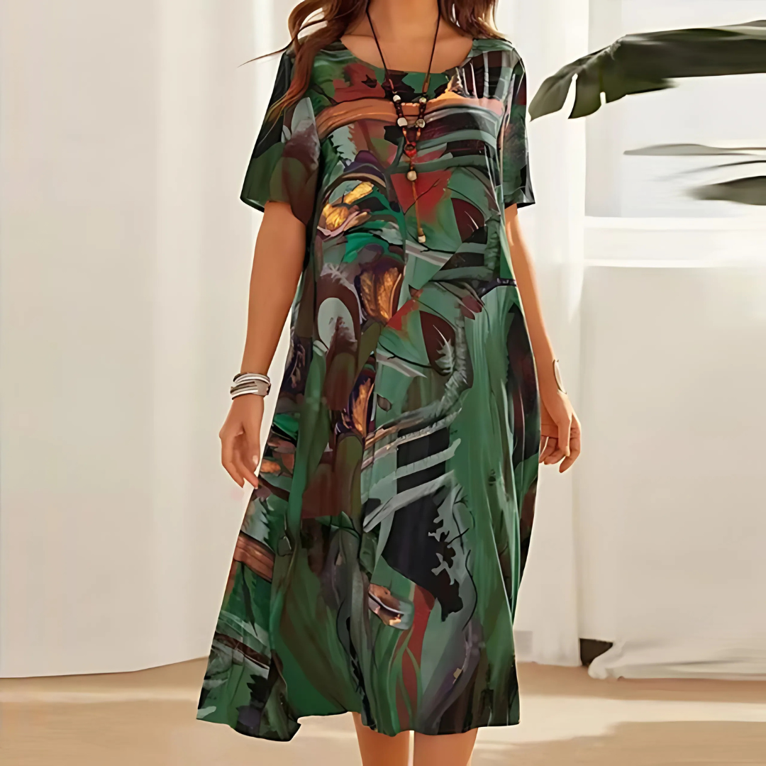 Reese | Abstract Print Relaxed Midi Dress