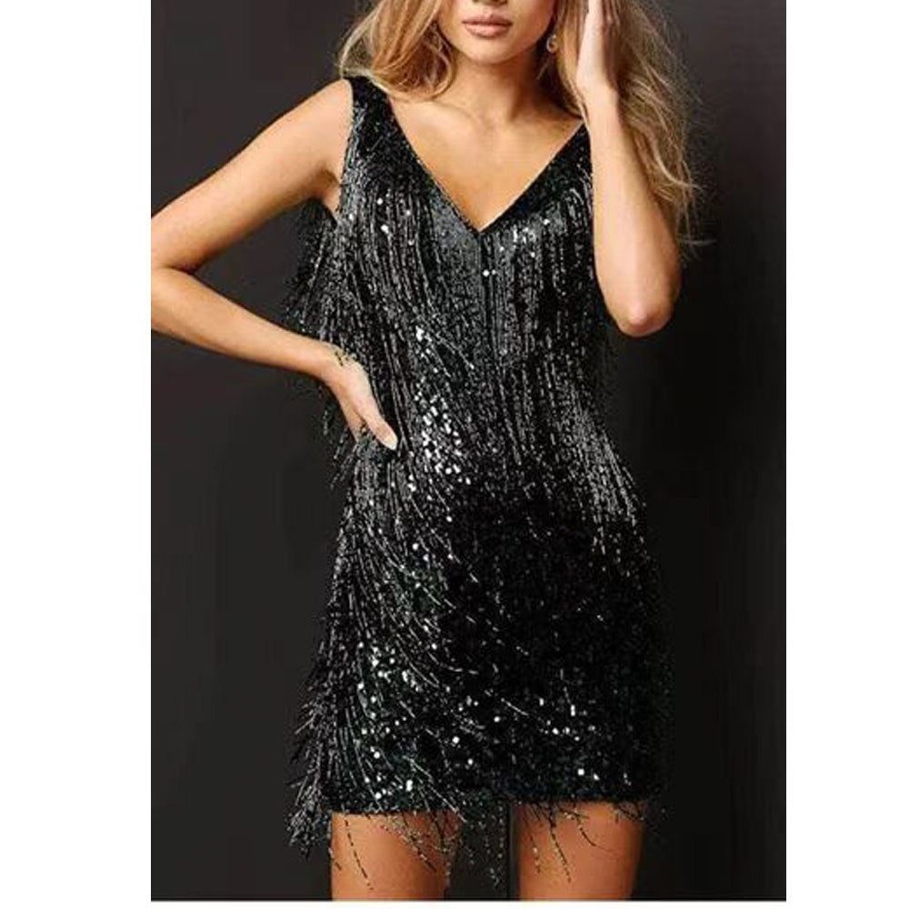 Isidora | Sequin Mini Dress with Fringe for Women