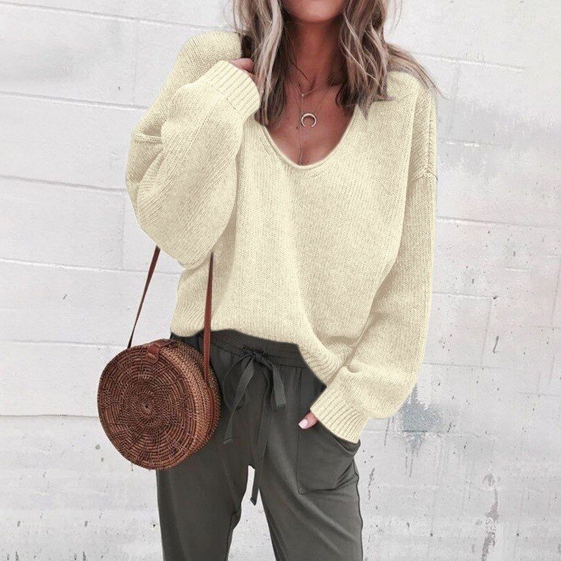Ivona | Oversized Knit Sweater with V-Neck for Women