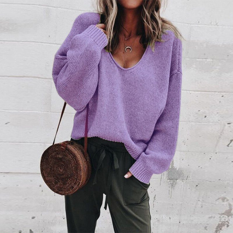 Ivona | Oversized Knit Sweater with V-Neck for Women