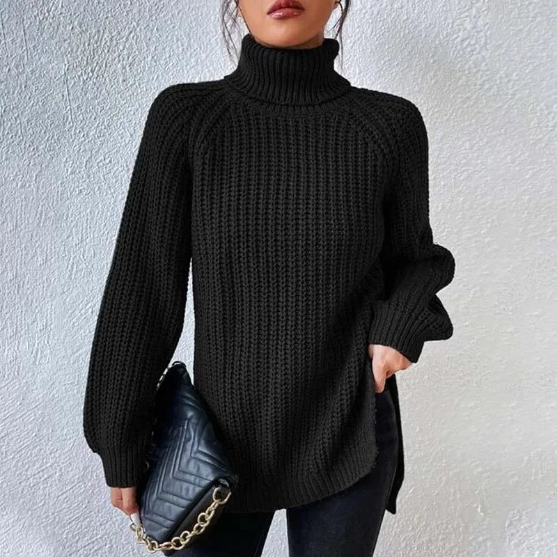 Ivy | Ribbed Knit Jumper with Roll Neck for Women