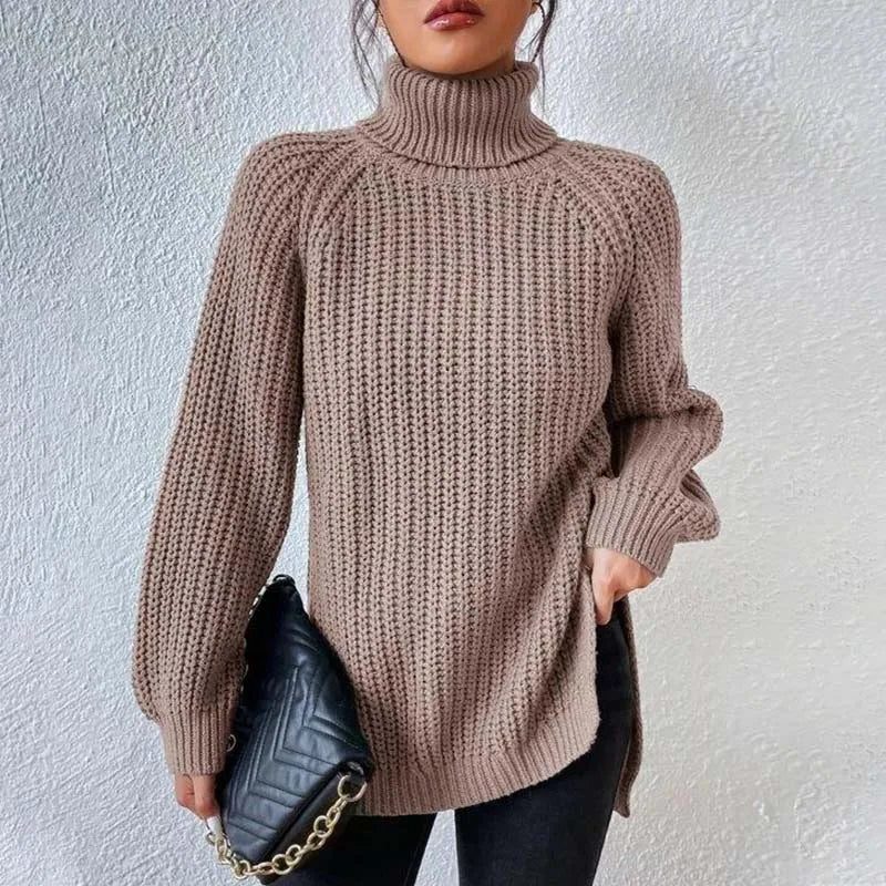 Ivy | Ribbed Knit Jumper with Roll Neck for Women