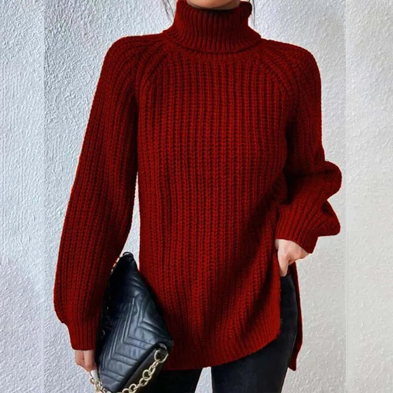 Ivy | Ribbed Knit Jumper with Roll Neck for Women