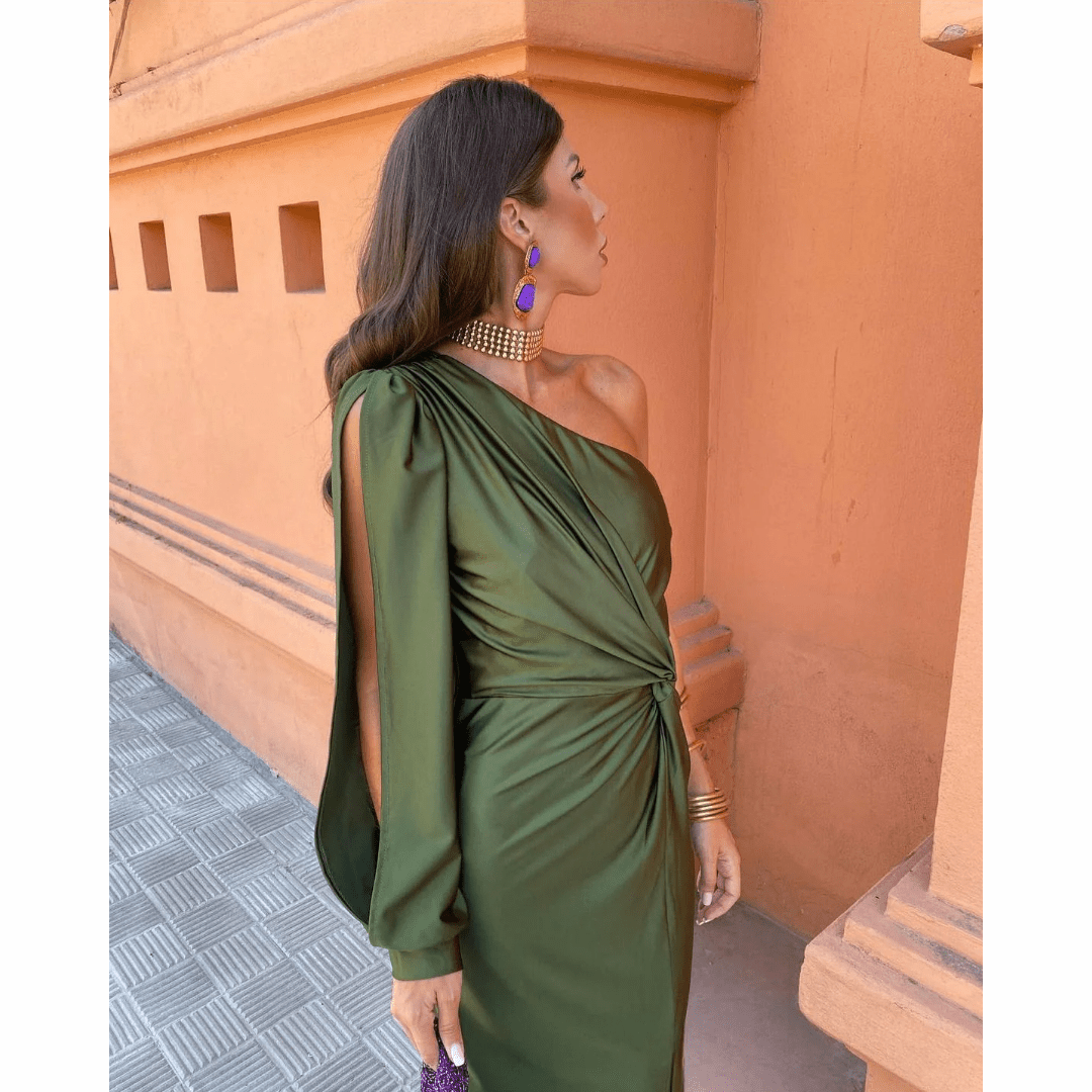 Felicity | Wedding Guest One-Shoulder Wrap Maxi Dress for Women