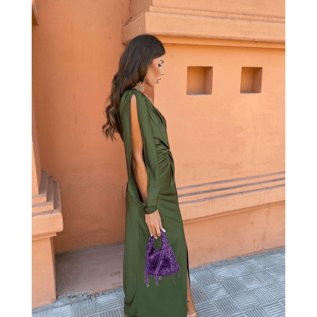 Felicity | Wedding Guest One-Shoulder Wrap Maxi Dress for Women