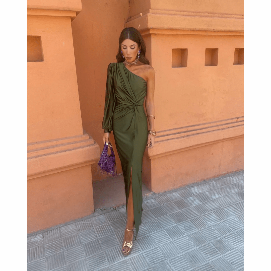 Felicity | Wedding Guest One-Shoulder Wrap Maxi Dress for Women