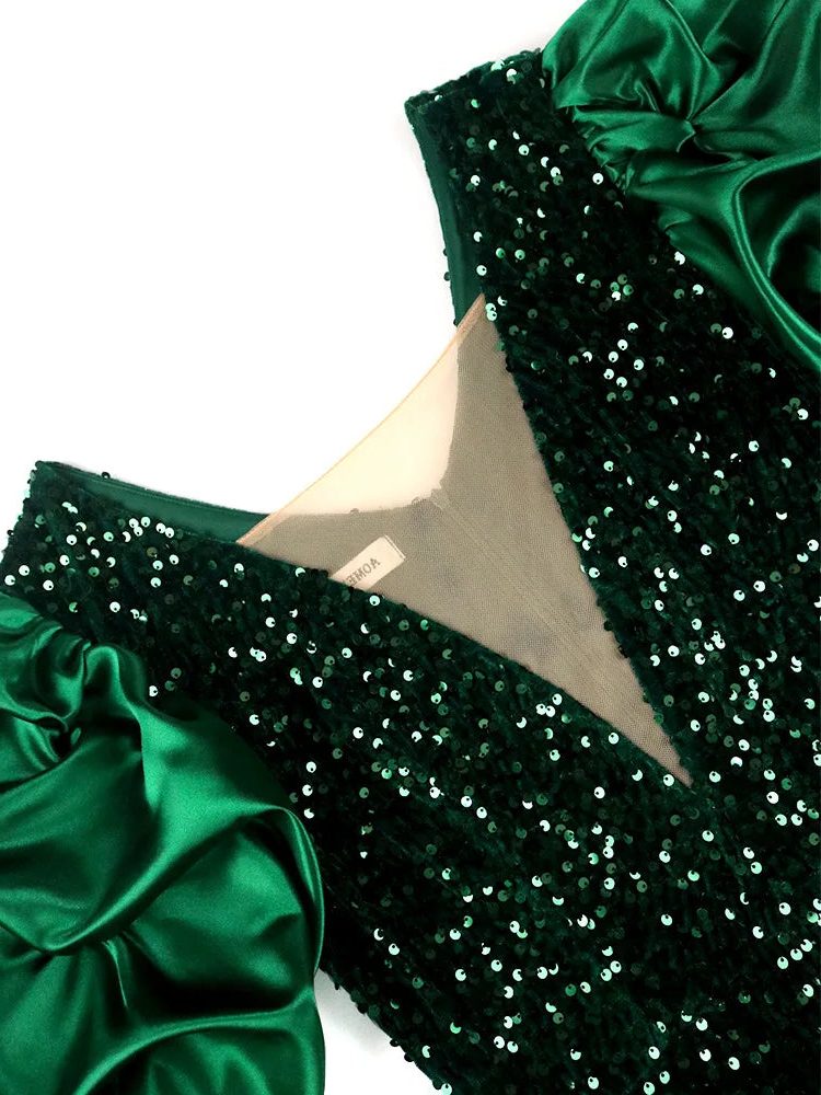Khaleesi | Sequin Midi Dress with Puff Sleeves for Women