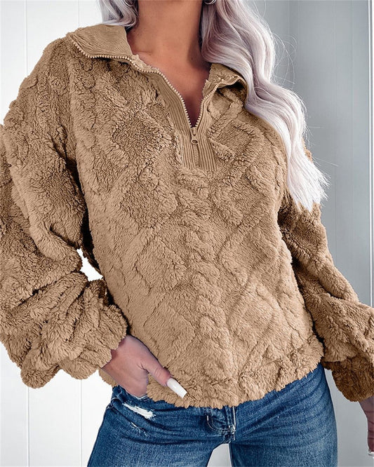 Larissa | Fleece Quarter-Zip Pullover with Stand Collar for Women