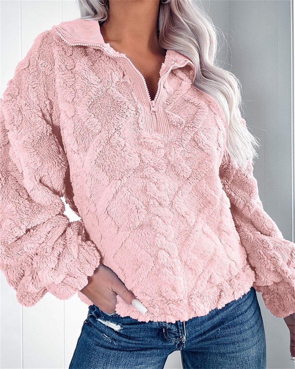 Larissa | Fleece Quarter-Zip Pullover with Stand Collar for Women