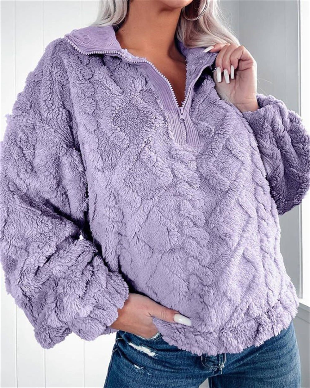 Larissa | Fleece Quarter-Zip Pullover with Stand Collar for Women