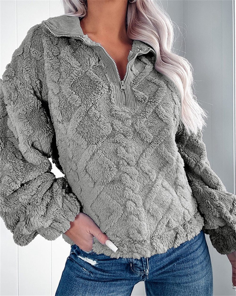 Larissa | Fleece Quarter-Zip Pullover with Stand Collar for Women
