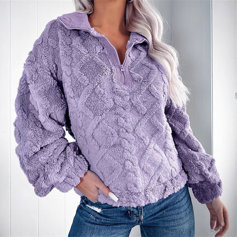 Larissa | Fleece Quarter-Zip Pullover with Stand Collar for Women