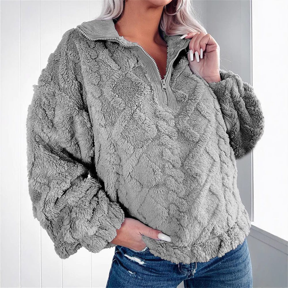 Larissa | Fleece Quarter-Zip Pullover with Stand Collar for Women