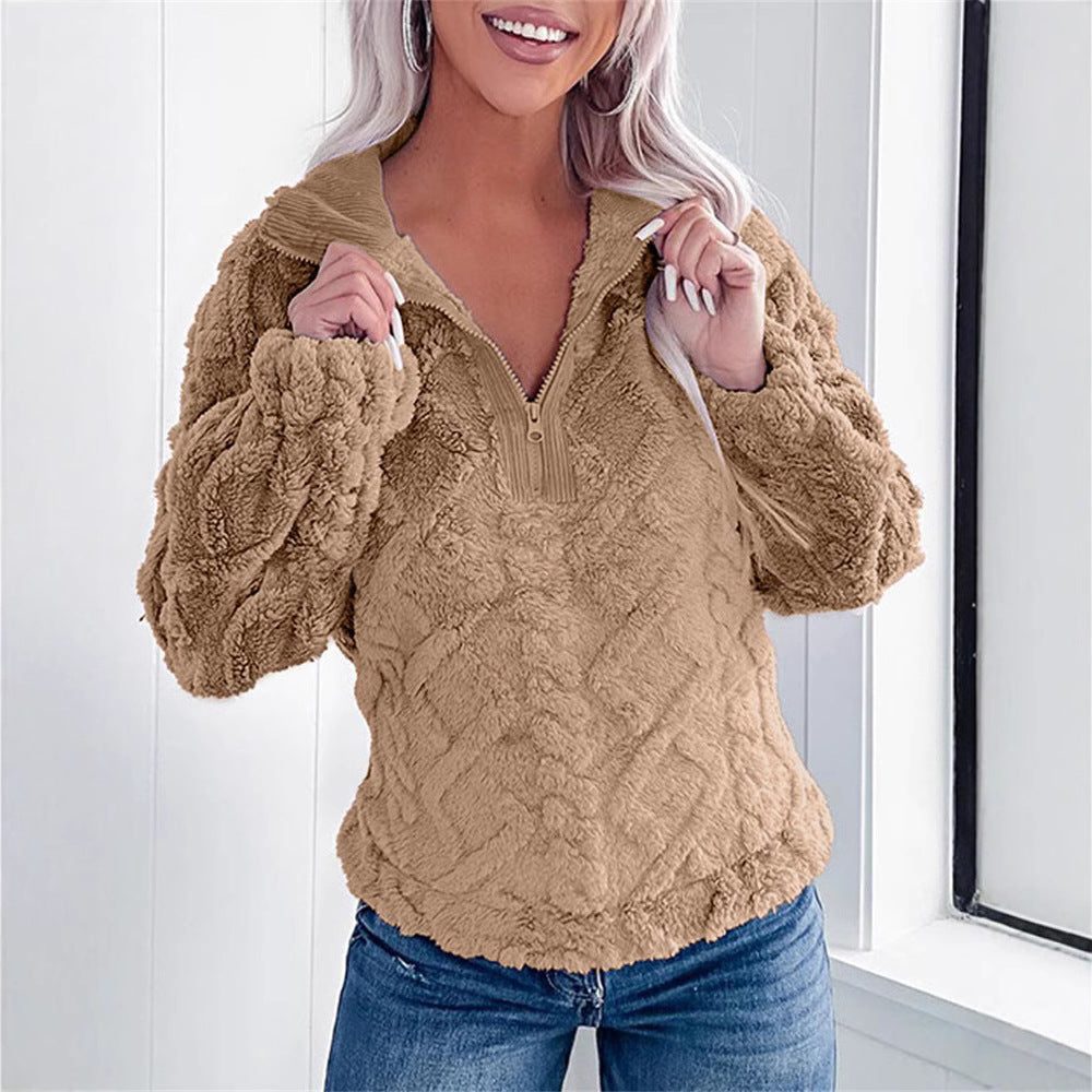 Larissa | Fleece Quarter-Zip Pullover with Stand Collar for Women