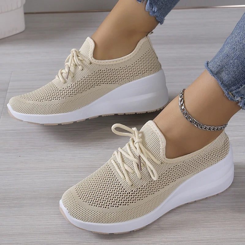 Lilac | Knit Sneakers with Lace-Up for Women