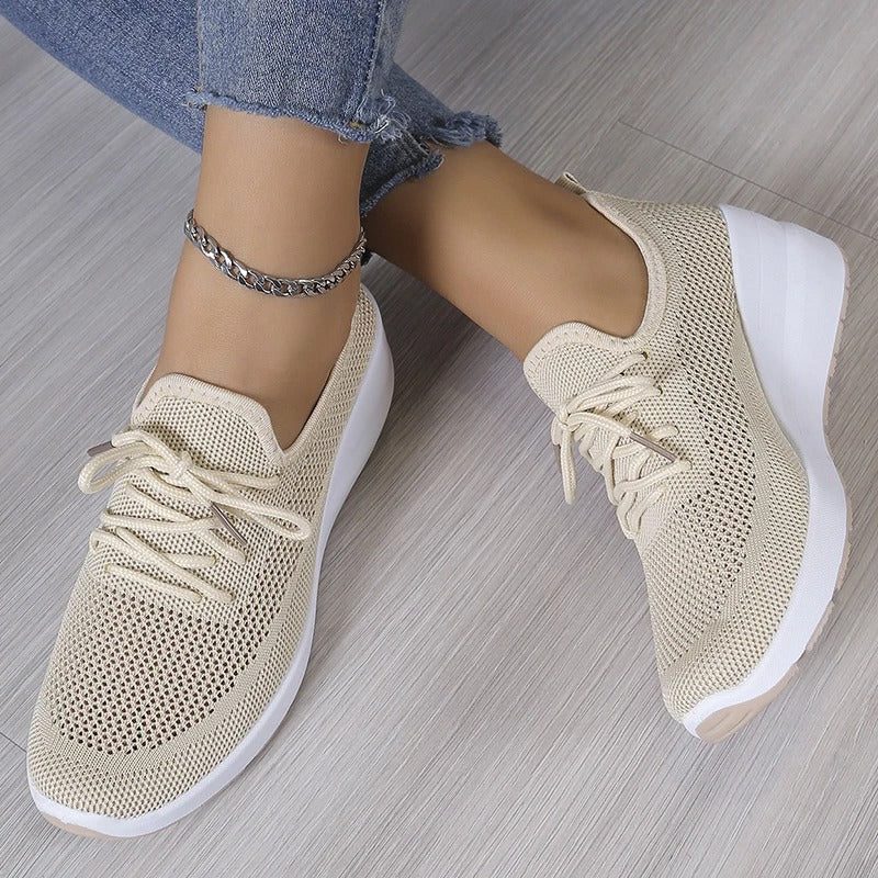 Lilac | Knit Sneakers with Lace-Up for Women