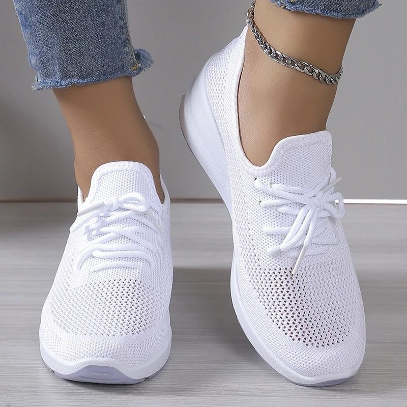 Lilac | Knit Sneakers with Lace-Up for Women