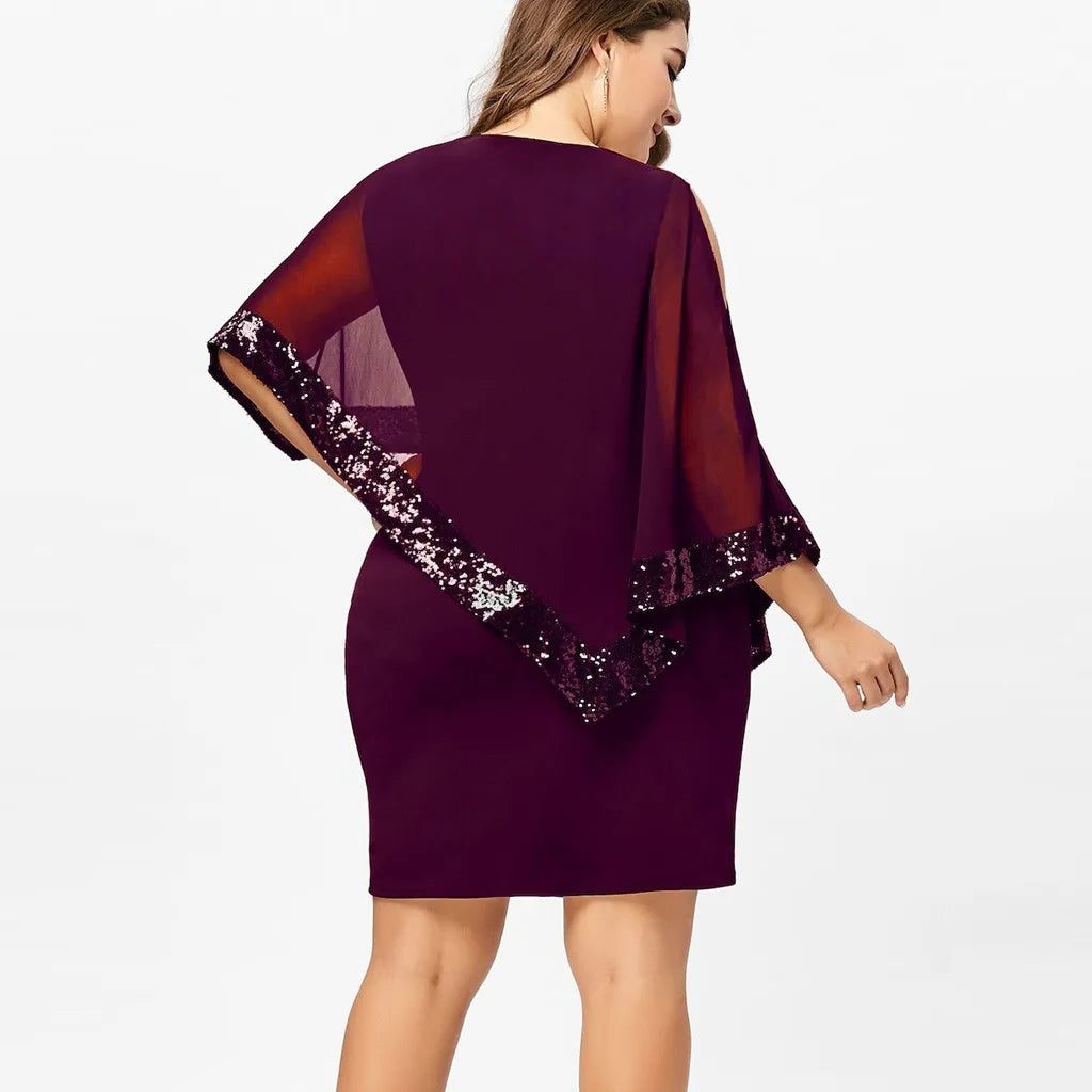 Lillianna | Sequin Cold-Shoulder Midi Dress for Women