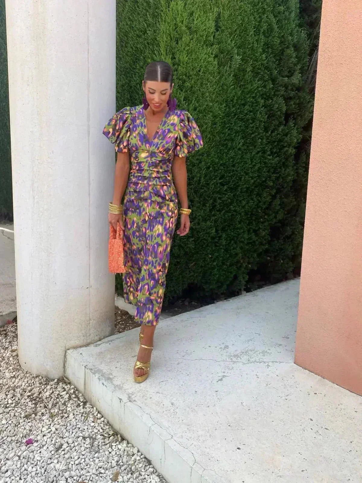 Suzette | Wedding Guest Wrap Dress with Puff Sleeves for Women