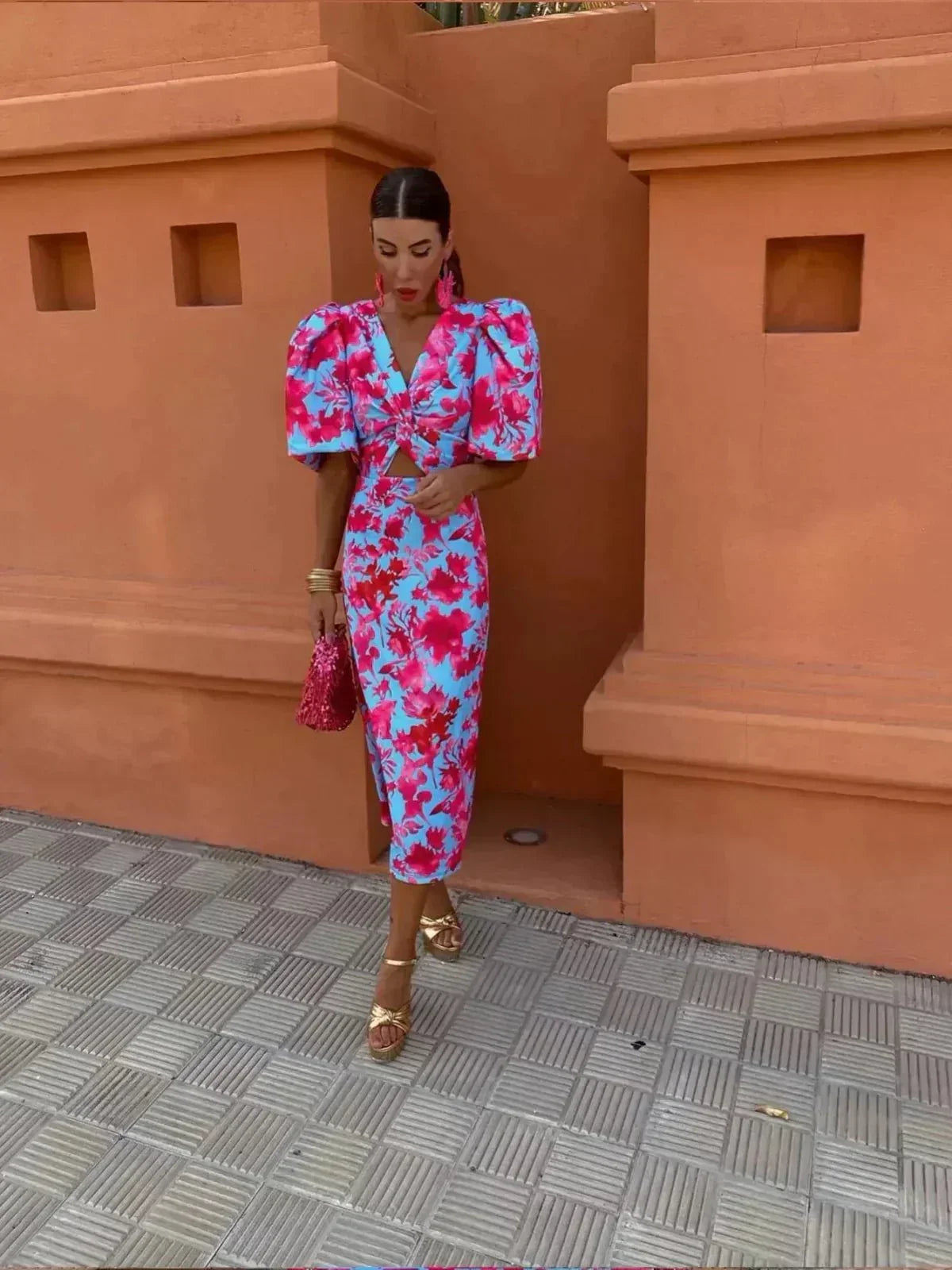 Suzette | Wedding Guest Wrap Dress with Puff Sleeves for Women