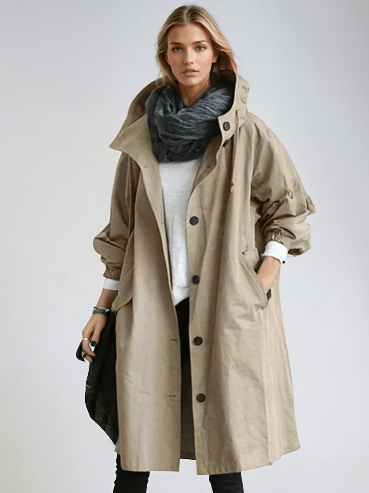 Tamora | Oversized Button-Down Trench Coat for Women