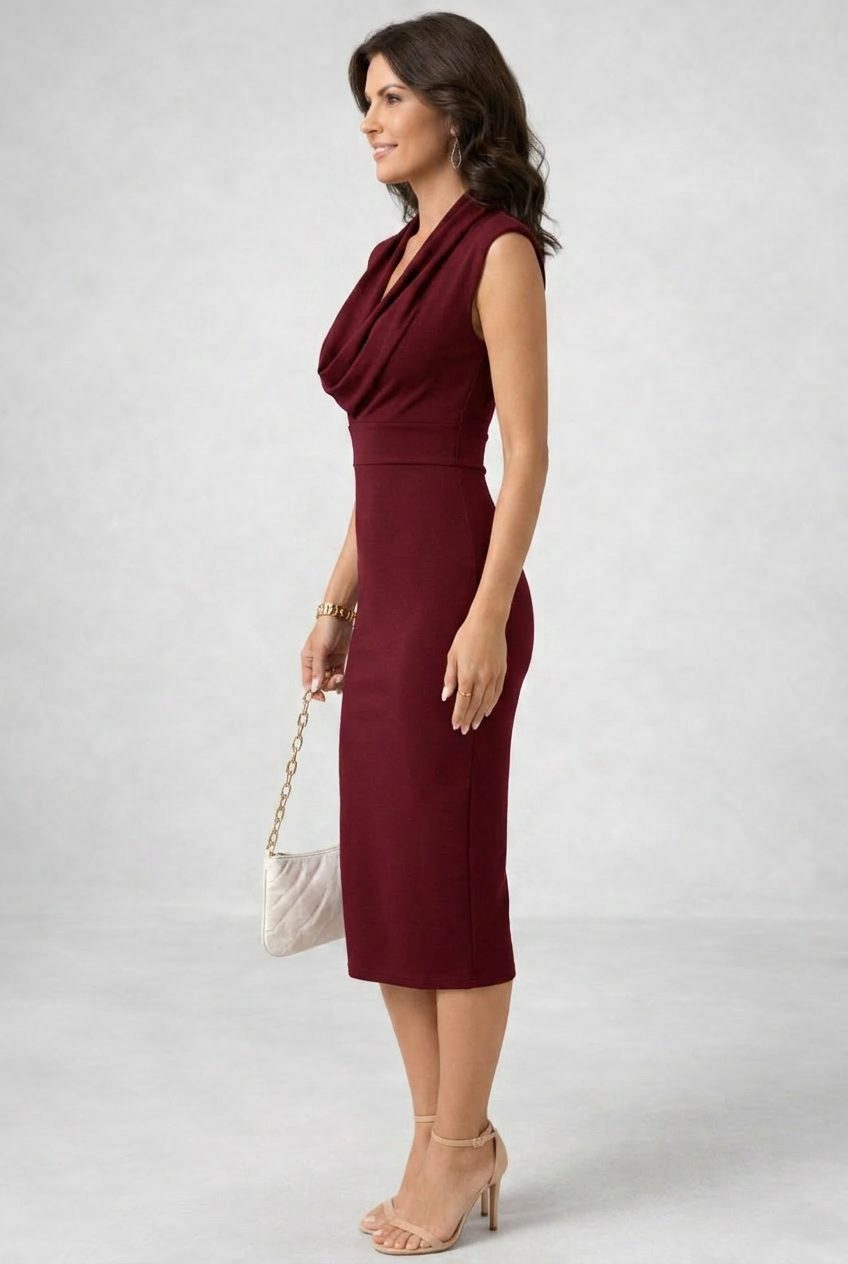 Madison | Sleeveless Midi Dress with Cowl Neck for Women