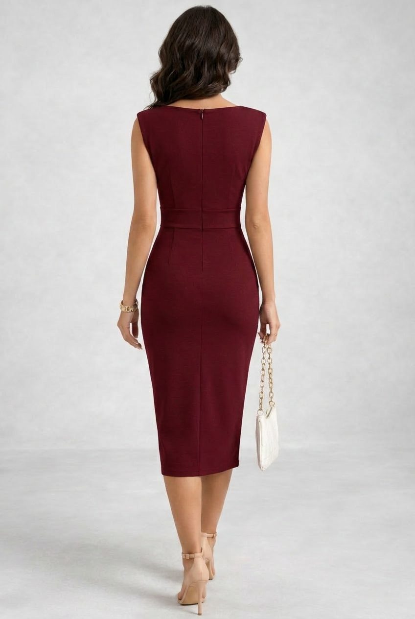 Madison | Sleeveless Midi Dress with Cowl Neck for Women