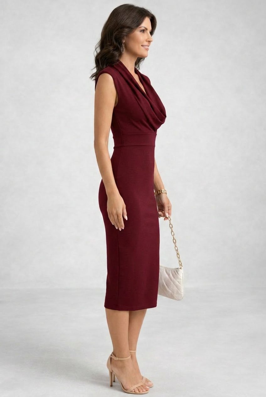 Madison | Sleeveless Midi Dress with Cowl Neck for Women