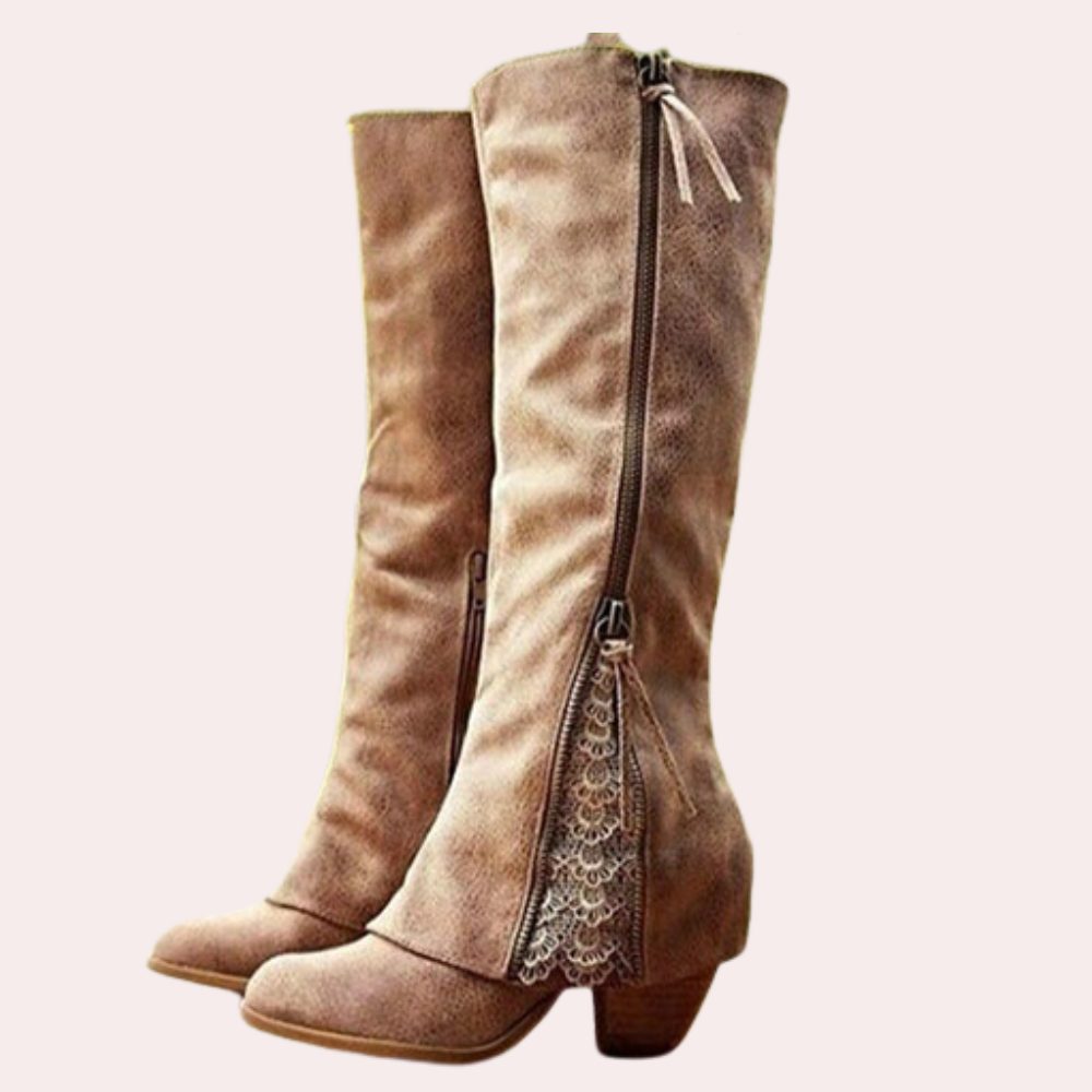 Marina | Block Heel Zip-Up Boots for Women