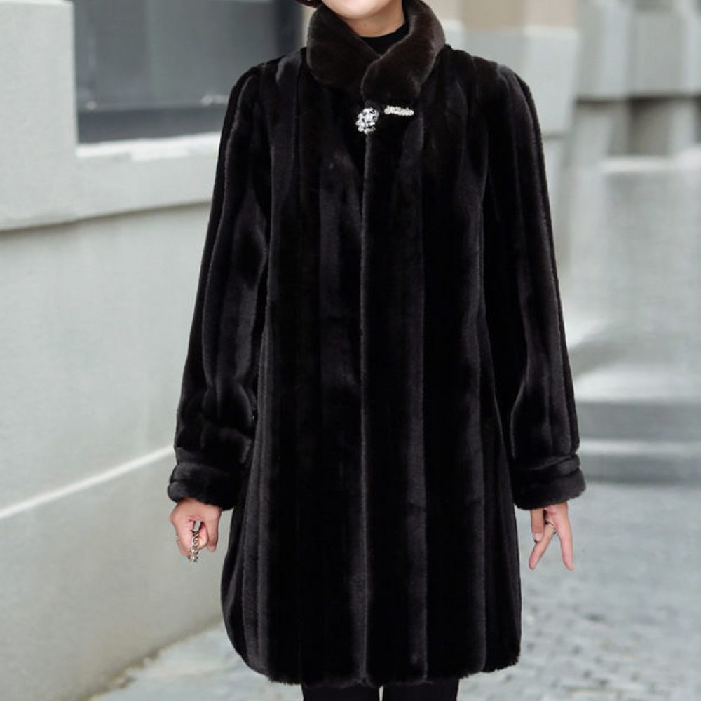 Marlou | Faux Fur Coat with Stand Collar for Women