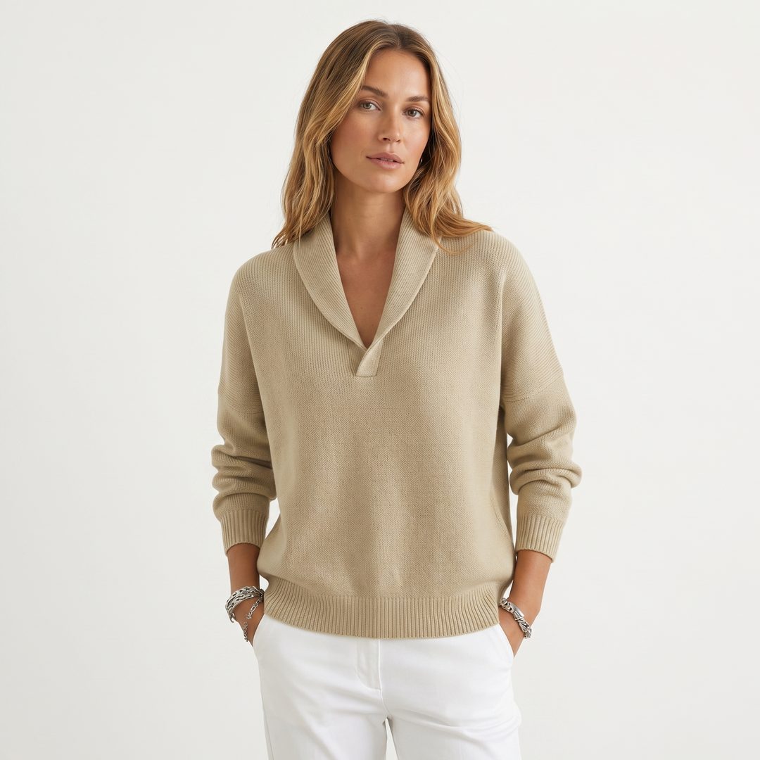 Maryam | Relaxed Knit Pullover with V-Neck for Women