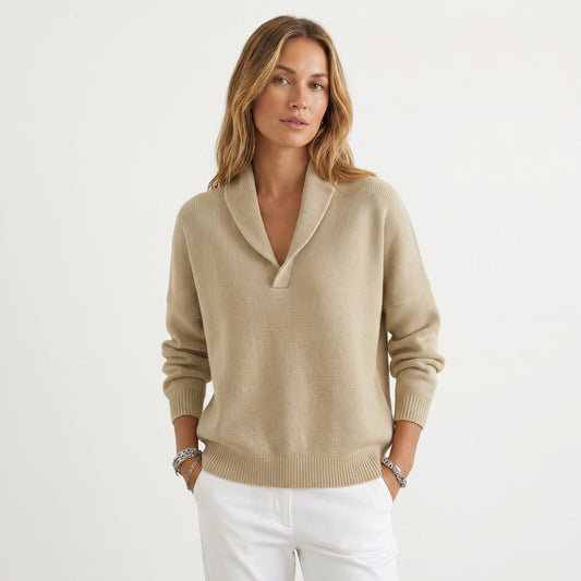 Maryam | Relaxed Knit Pullover with V-Neck for Women