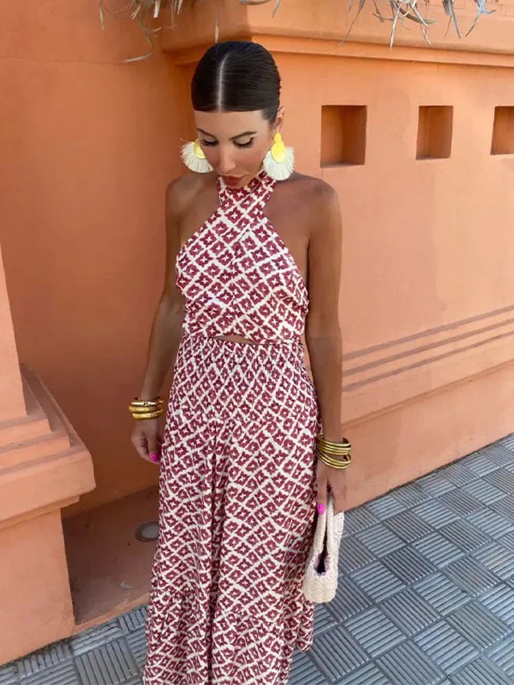 Cleo | Wedding Guest Halterneck Midi Dress for Women