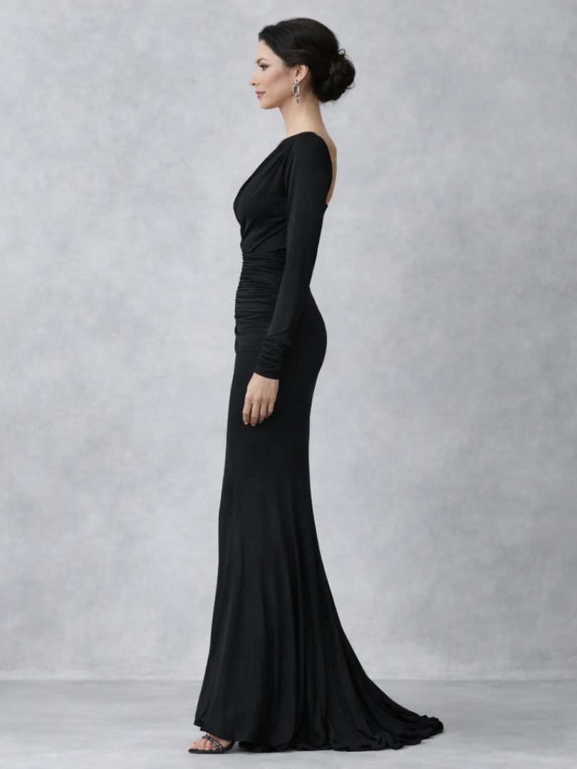 Noor | Velvet One-Shoulder Ruched Maxi Dress for Women
