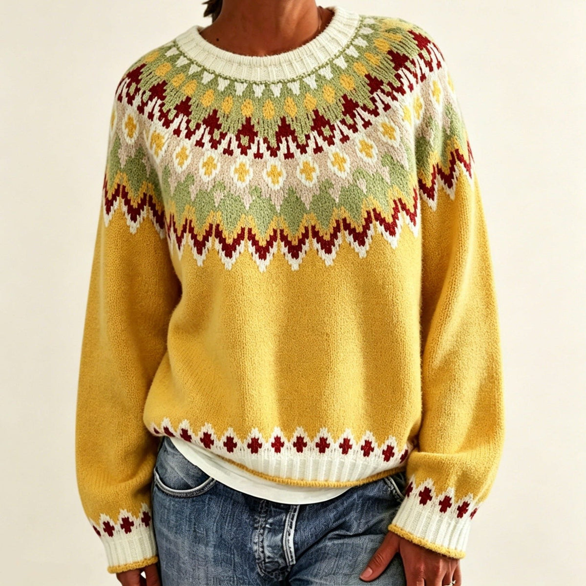 Olalla | Fair Isle Sweater with Crew Neck for Women