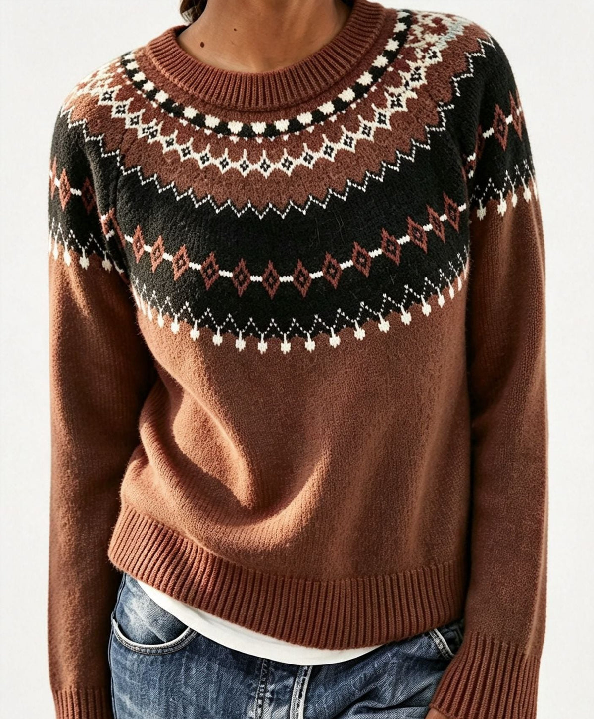 Olalla | Fair Isle Sweater with Crew Neck for Women