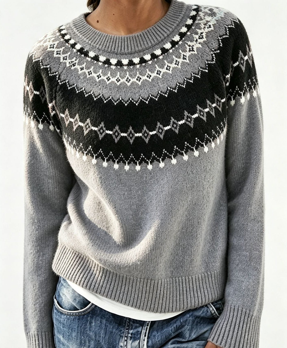 Olalla | Fair Isle Sweater with Crew Neck for Women