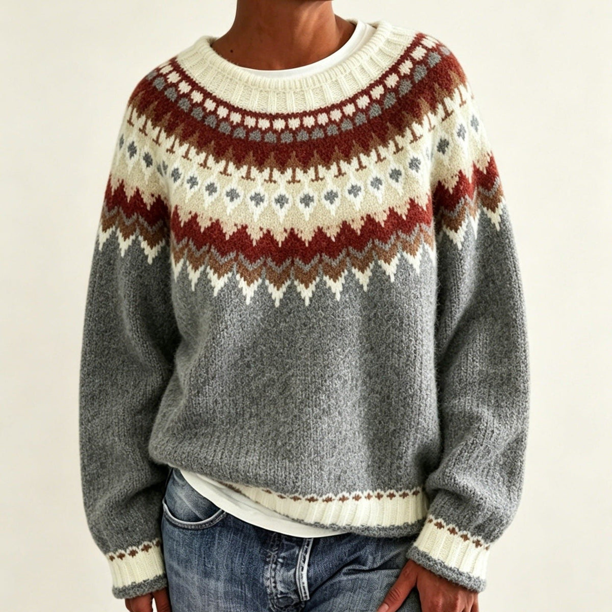 Olalla | Fair Isle Sweater with Crew Neck for Women