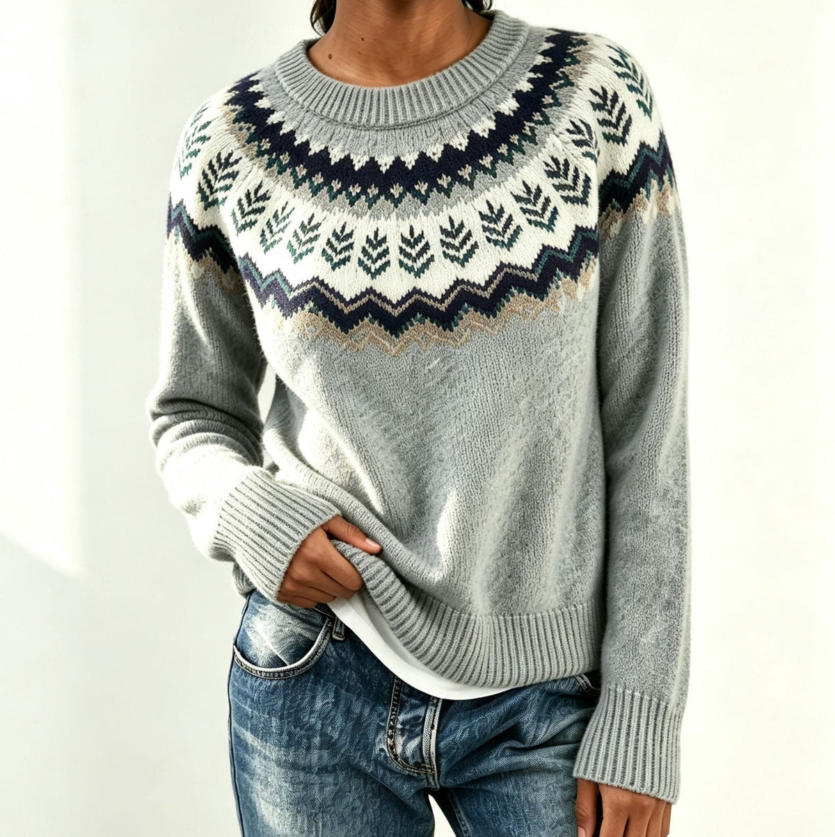 Olalla | Fair Isle Sweater with Crew Neck for Women