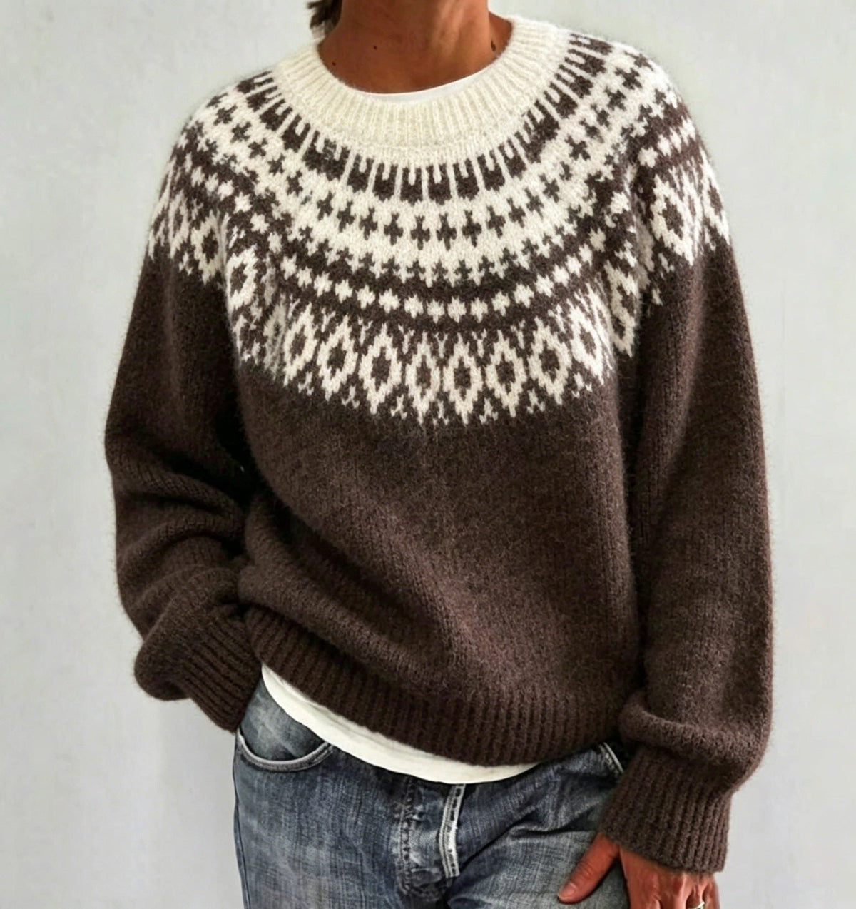 Olalla | Fair Isle Sweater with Crew Neck for Women