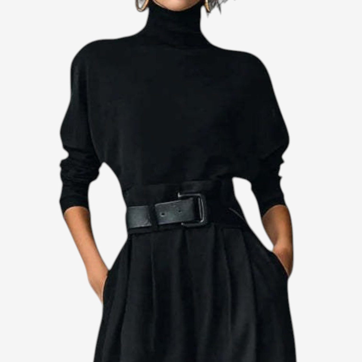 Oleander | Wide Leg Jumpsuit with Roll Neck and Belt for Women