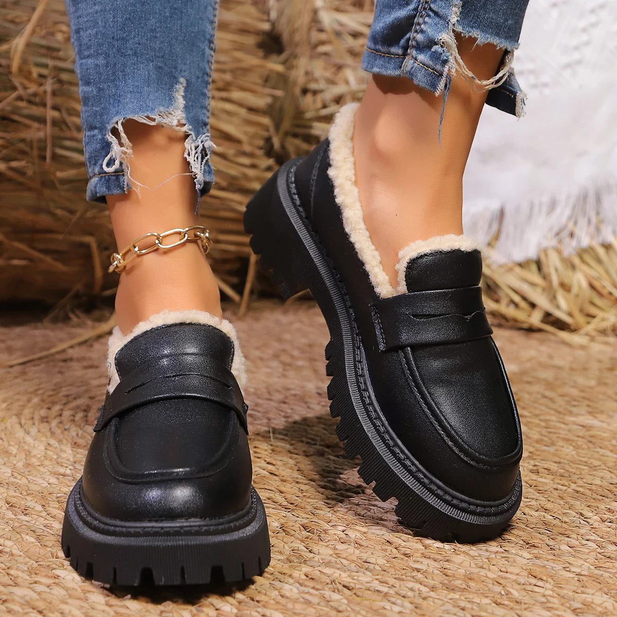 Paulien | Platform Loafers with Fleece Lining for Women