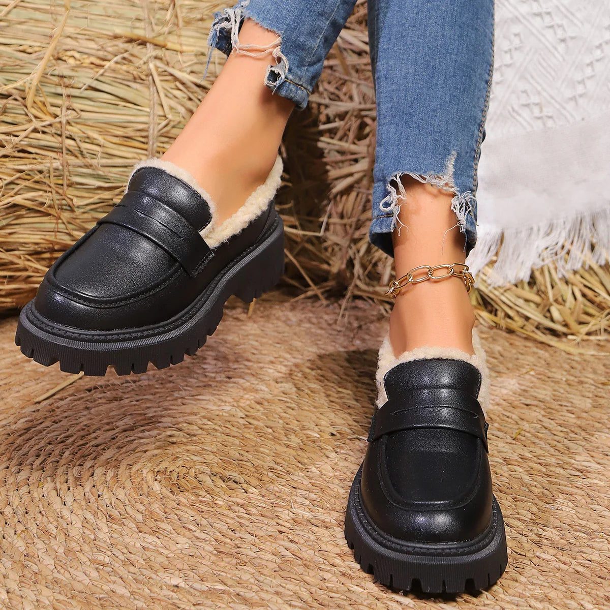 Paulien | Platform Loafers with Fleece Lining for Women