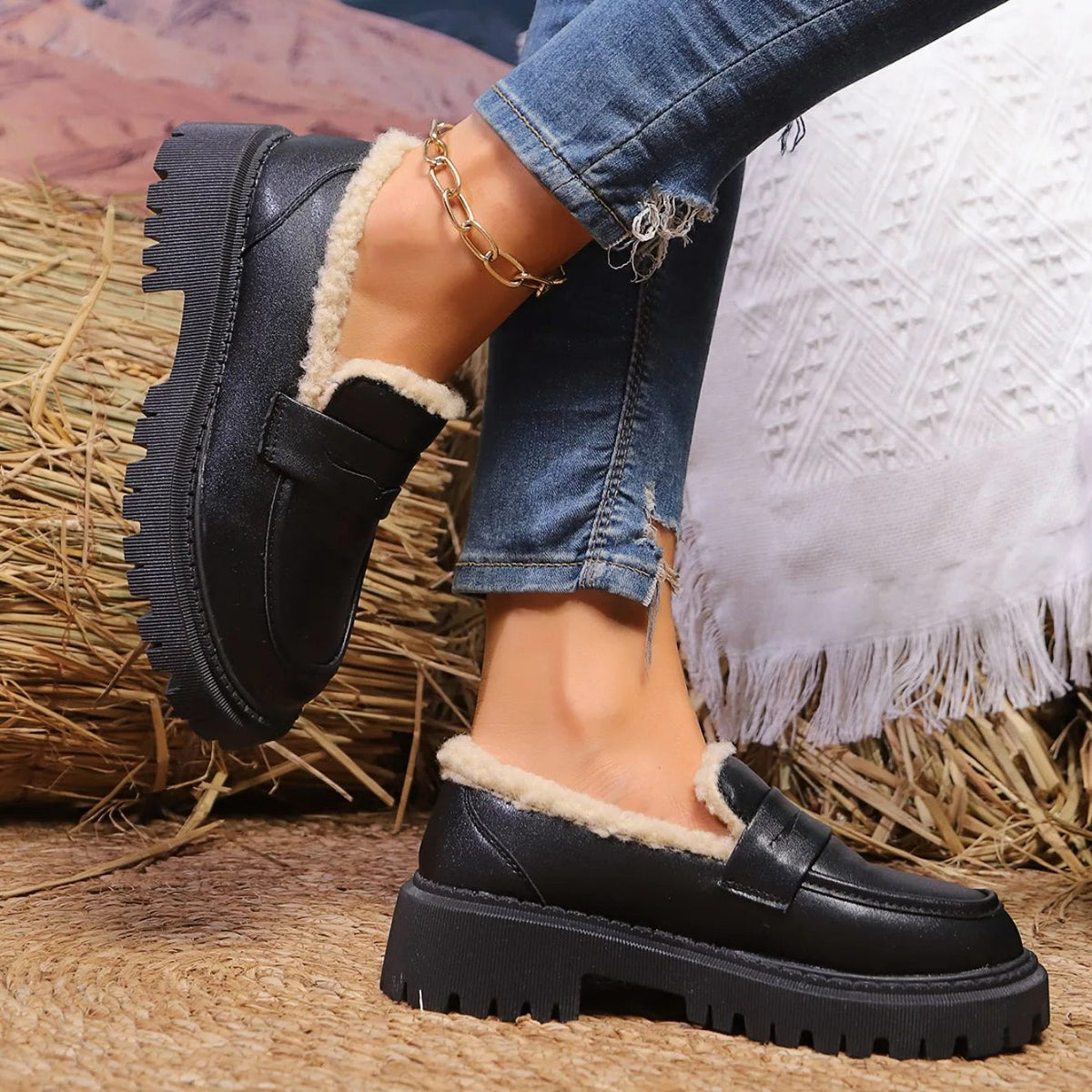 Paulien | Platform Loafers with Fleece Lining for Women