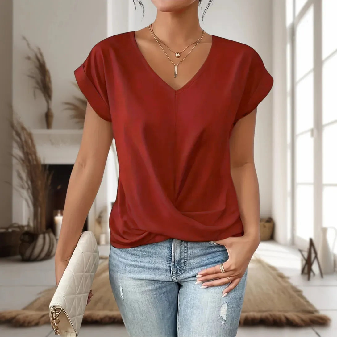 Elle | V-Neck T-Shirt with Short Sleeves for Women
