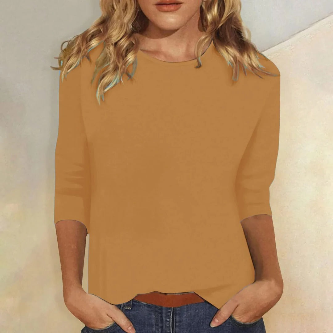 Ramona | Top with Crew Neck and Three-Quarter Sleeves for Women