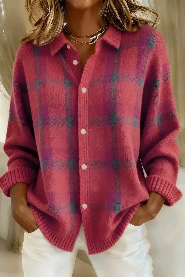 Sandra | Plaid Cardigan with Button-Down for Women