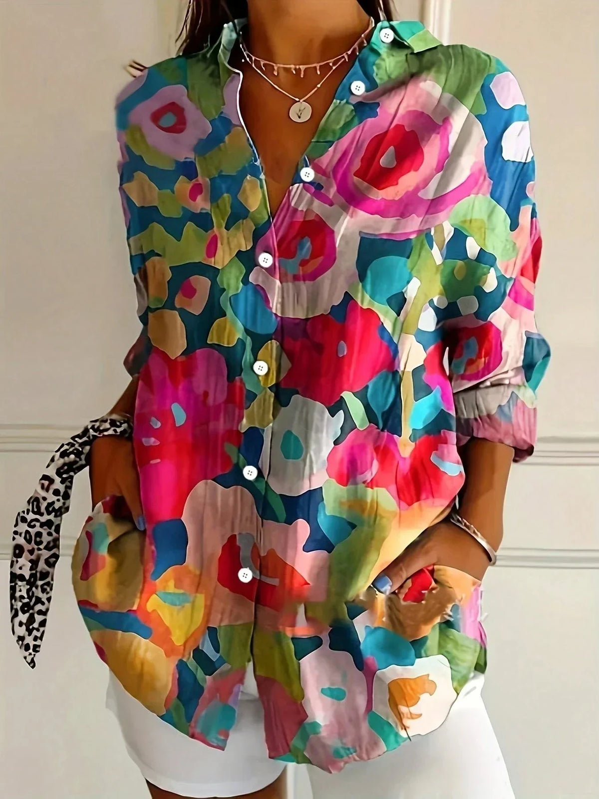 Saskia | Floral Blouse with Button-Down Front for Women
